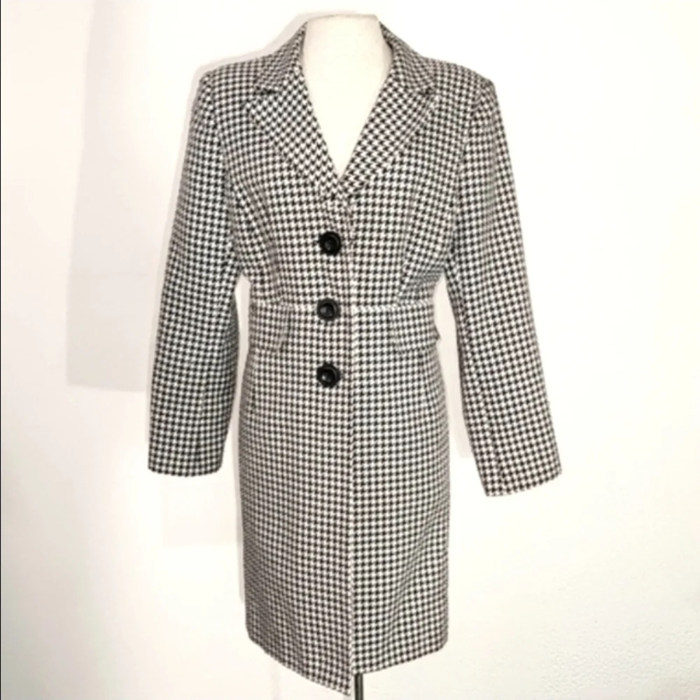 Isabella Suits Coat Houndstooth Black Plus Size 14